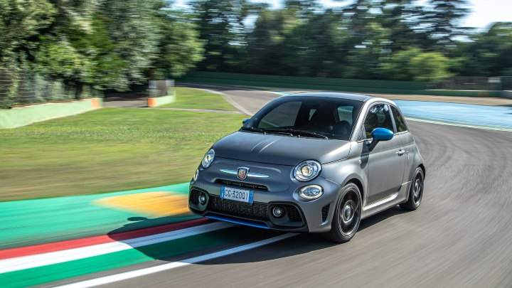 Grey Abarth F595 Exterior Front On Race Track