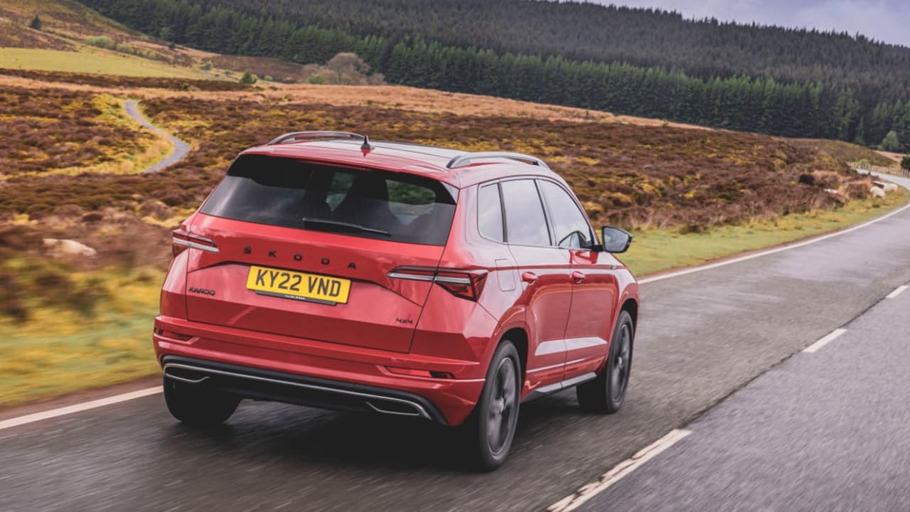 Skoda Karoq Red Driving Rear