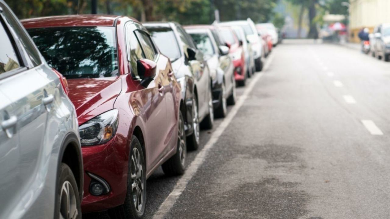 Row of Cars Parked on Urban Street